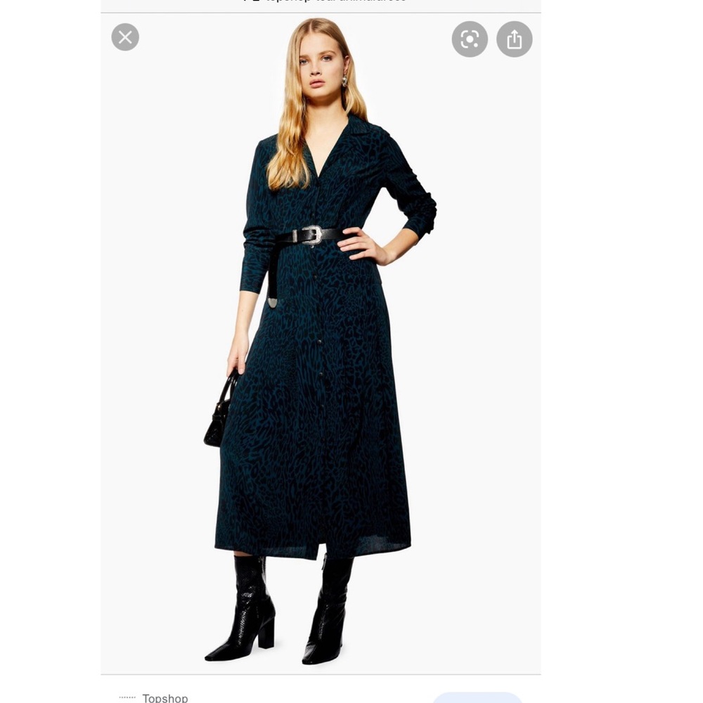 Topshop Teal Animal Print Dress